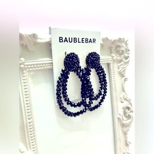 BaubleBar Black Beaded Double Hoop Earrings